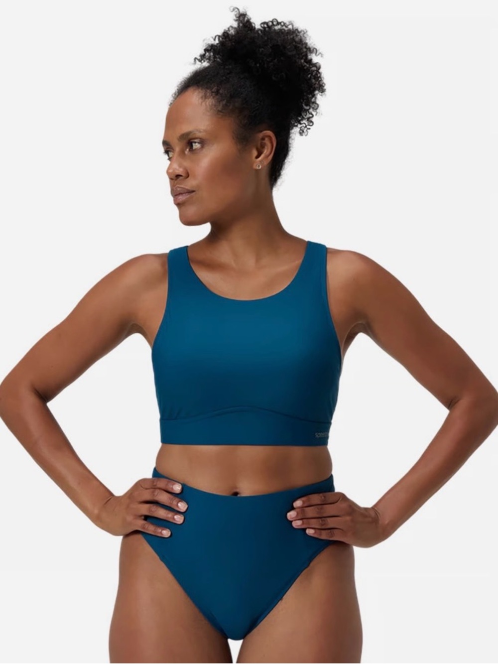 🆕 Speedo Solid Highneck Mesh Bikini Top Size Large